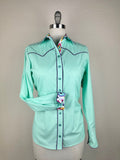 CR RanchWear Physical CR Western Pro Aruba Green Premium Cotton with Geo Diamond Contrast- FINAL SALE