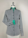 CR RanchWear Physical CR Western Pro Black and White Bengal Stripe with Green Contrast- FINAL SALE