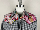 CR RanchWear Physical CR Western Pro Black and White Gingham with Pink Floral Frida-FINAL SALE