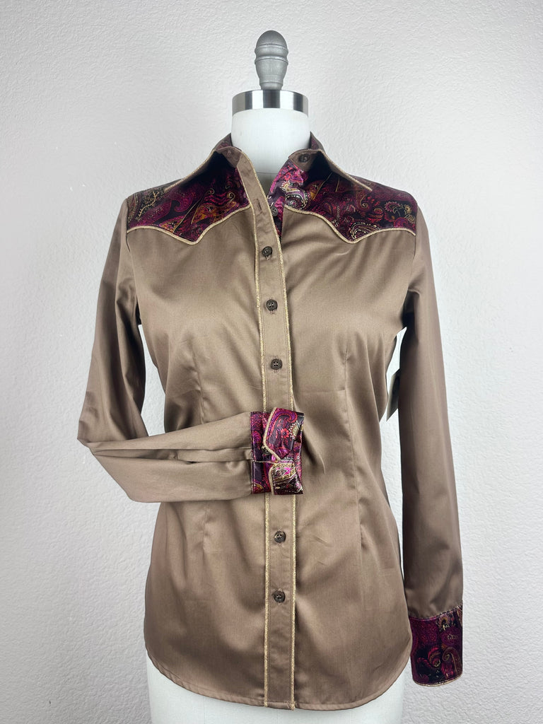 CR RanchWear Physical CR Western Pro Bronze Cotton Sateen with Silk Paisley Contrast- FINAL SALE