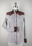 CR RanchWear Physical CR Western Pro Brown and White Bengal Stripe with Brown Paisley Contrast