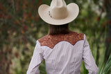 CR RanchWear Physical CR Western Pro Brown and White Bengal Stripe with Brown Paisley Contrast