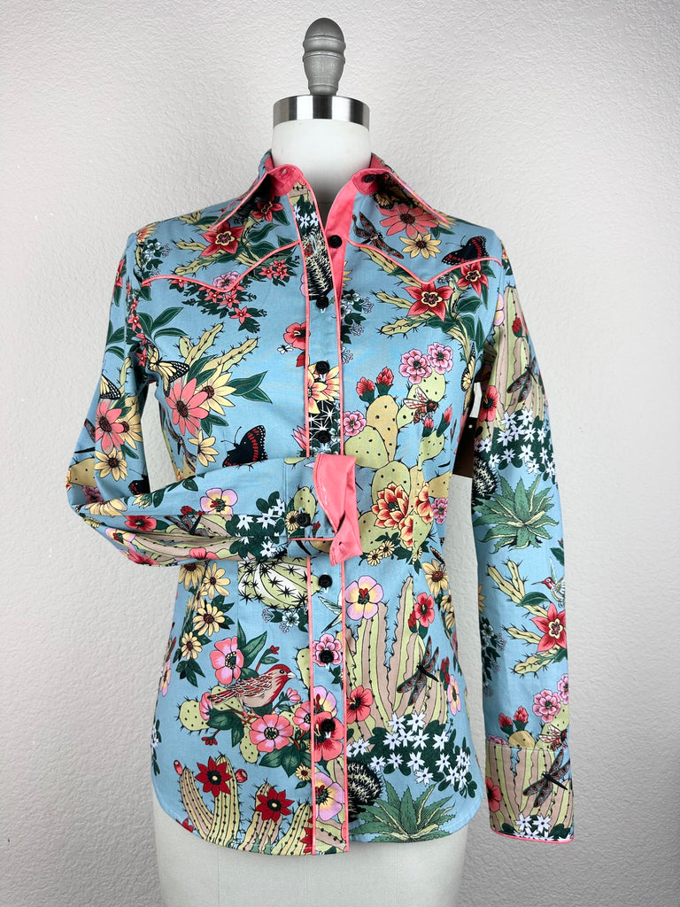 CR RanchWear Physical CR Western Pro Dusty Blue Hacienda Cactus - FINAL SALE