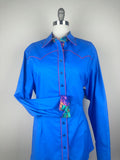 CR RanchWear Physical CR Western Pro Lapis Blue Premium Cotton with Floral Contrast- FINAL SALE