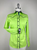 CR RanchWear Physical CR Western Pro Lime Green Premium Cotton with Colorful Triangles Contrast- FINAL SALE