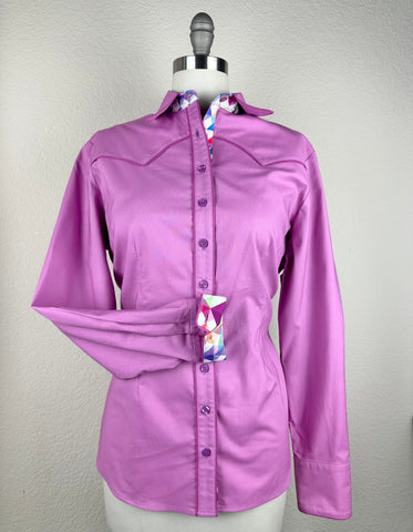 CR RanchWear Physical CR Western Pro Mauve Premium Cotton with Triangle Contrast- FINAL SALE