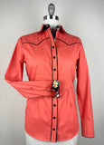 CR RanchWear Physical CR Western Pro Persimmon Orange Premium Cotton with Hacienda Cactus Contrast- FINAL SALE