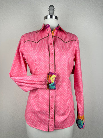 CR RanchWear Physical CR Western Pro Pink and White Polka Dot with Groovy Contrast- FINAL SALE