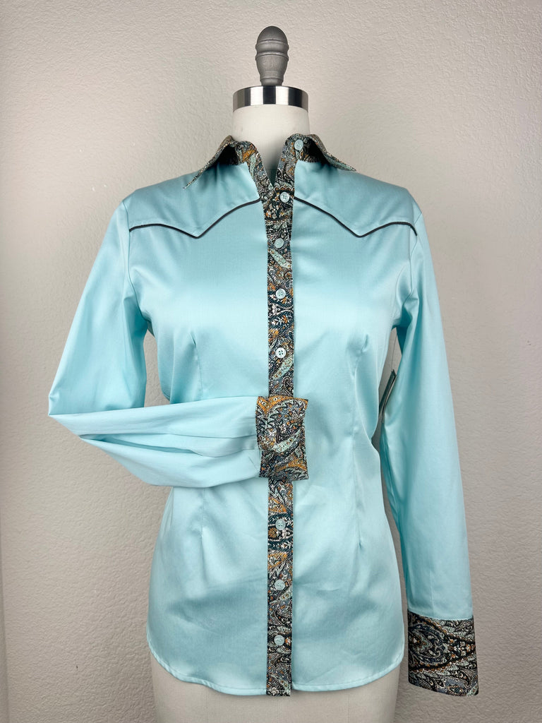 CR RanchWear Physical CR Western Pro Seaglass Stretch Cotton Sateen with Paisley Contrast