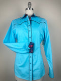 CR RanchWear Physical CR Western Pro Sky Blue Premium Cotton with Colorful Contrast- FINAL SALE