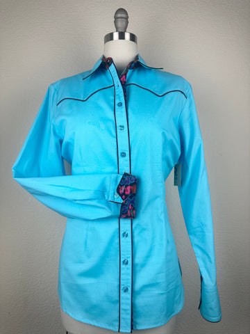 CR RanchWear Physical CR Western Pro Sky Blue Premium Cotton with Colorful Contrast- FINAL SALE