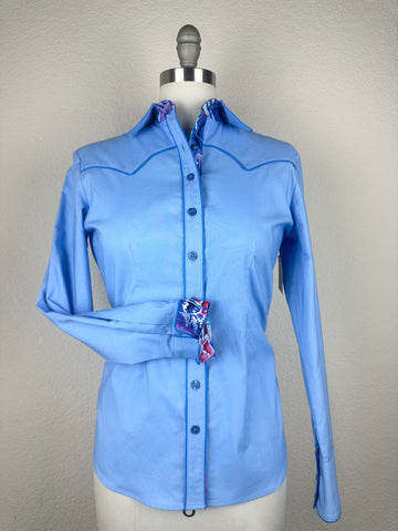 CR RanchWear Physical CR Western Pro Sky Blue Premium Cotton with Feather Contrast- FINAL SALE