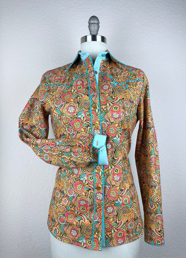 CR RanchWear Physical CR Western Pro Tropical Floral with Aqua Contrast- FINAL SALE