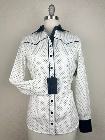CR RanchWear Physical CR Western Pro White with Black Polka Dots-FINAL SALE
