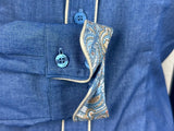 CR RanchWear Physical XS / Blue and Tan Paisley CR Western Pro Medium Wash Denim with Contrast- FINAL SALE