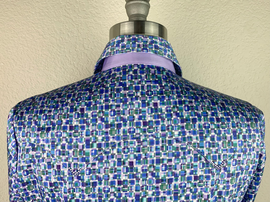 Buy CR Classic Lavender and Blue Pixel Stretch Cotton Sateen - FINAL SALE  at CR RanchWear for only