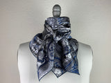 CR RanchWear Large (36x36in) Gray and Navy Paisley Silk Scarf