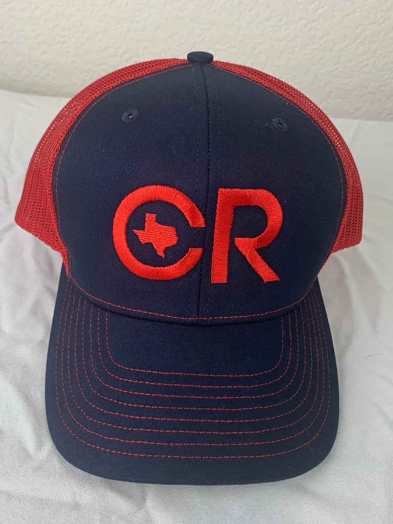 CR RanchWear Physical CR Navy and Red Mesh Back Hat