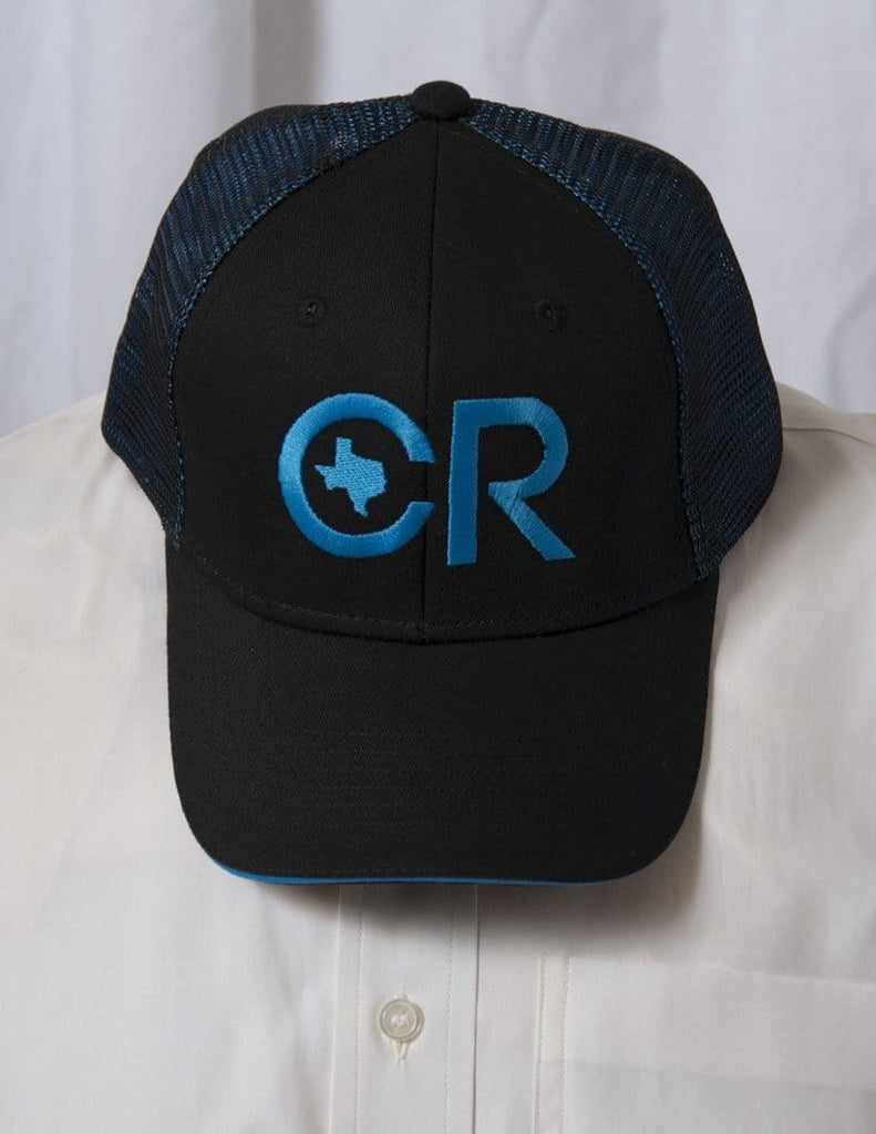 CR RanchWear Physical CR Ranchwear Black with Blue Mesh Snap Back Hat