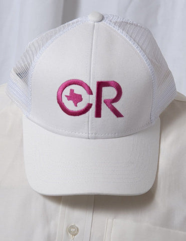 CR RanchWear Physical CR Ranchwear White with White Mesh & Pink Logo Snap Back Hat