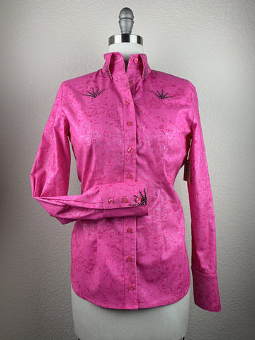 Neon Satin Western Shirt - Luxury Pink
