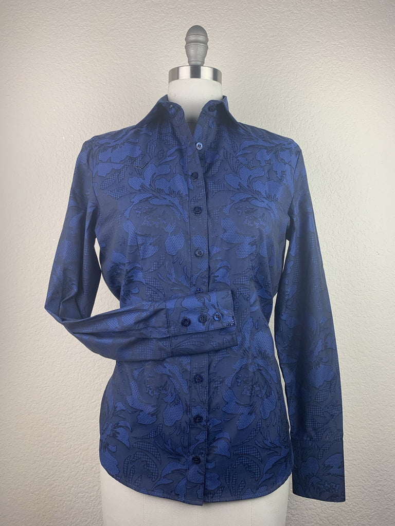 CR RanchWear Physical CR Western Pro Blue and Navy Floral Italian Cotton