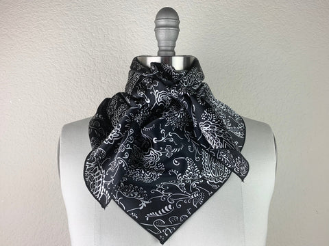 CR RanchWear Physical Large (36x36in) CR Black and White Paisley Scarf