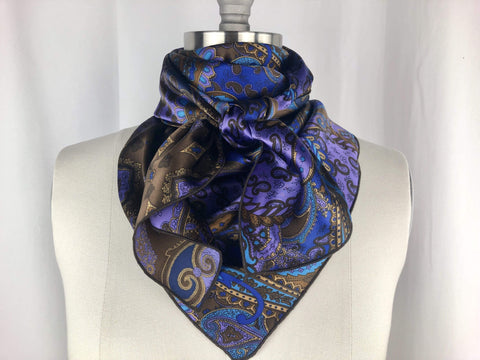 CR RanchWear Physical Large (36x36in) CR Chocolate & Royals Paisley Silk Scarf