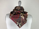 CR RanchWear Physical Large (36x36in) CR Red and Brown Paisley Silk Scarf