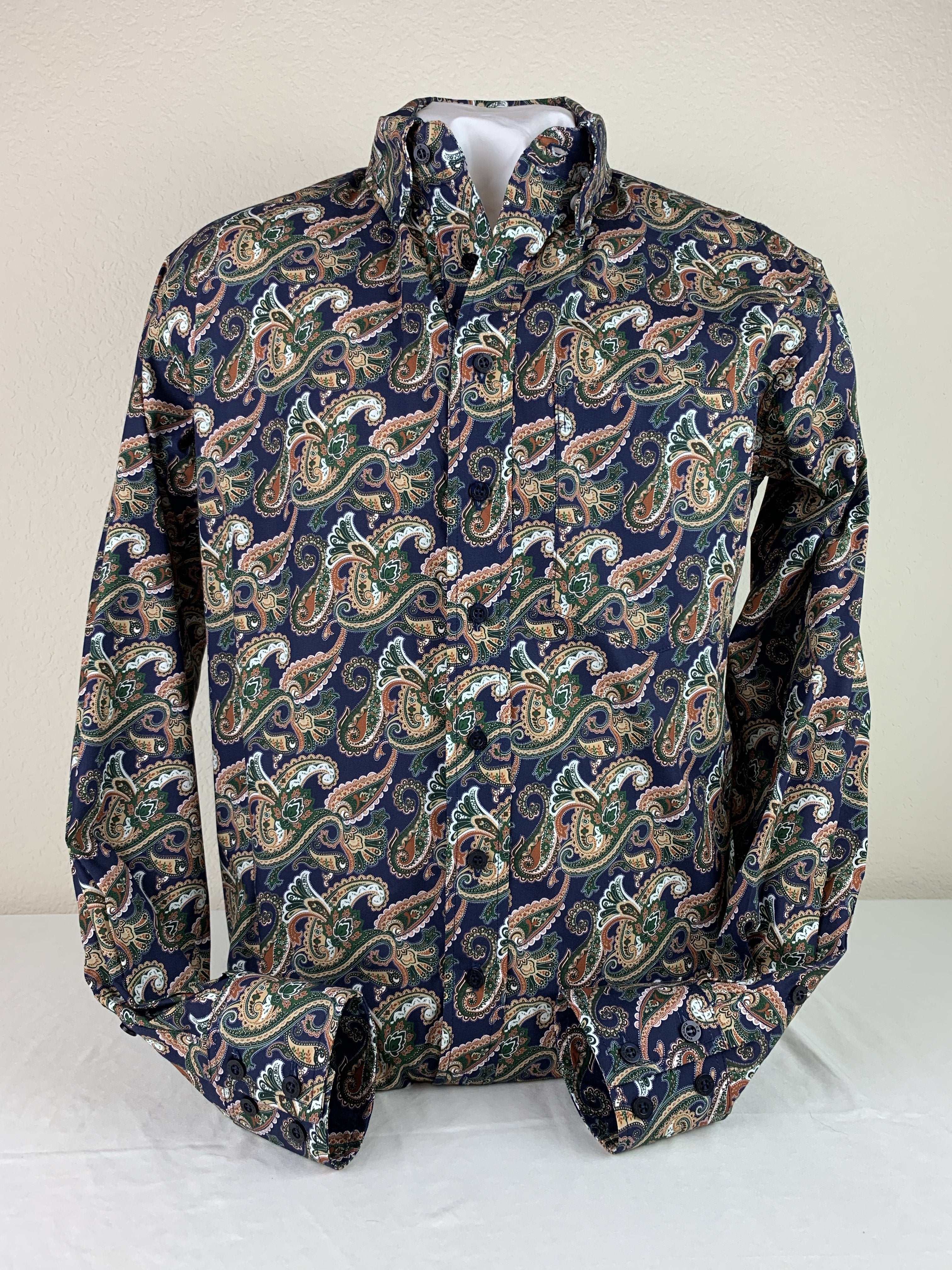 Buy Men's CR Navy and Green Paisley Italian Cotton - FINAL SALE at CR RanchWear for only $99.00 Buy Men's CR Navy and Green Paisley Italian Cotton - FINAL SALE at CR RanchWear for only $99.00
