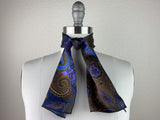 CR RanchWear Physical Rectangle (35x7in) CR Chocolate & Royals Paisley Silk Scarf