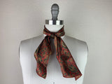 CR RanchWear Physical Rectangle (35x7in) CR Red and Tan Paisley Silk Scarf